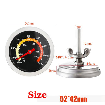 52mm 10℃-400℃ Kitchen Cooking Thermometer Meat Food Temperature Test Meter for Oven BBQ Grill with Probe Heat Barbecue