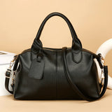 Genuine Brand Soft Leather Shoulder Bag For Women Casual Tote Bag Female Solid Color Purse Simple Design Handbag Commuting Sac