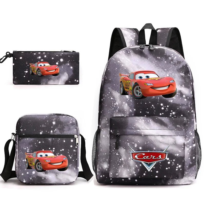 3pcs Disney Pixar Cars Lightning McQueen Students Backpacks Schoolbags Pencil Case Shoulder Bags Boys Girls School Bags Sets