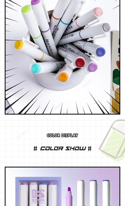 4 Colors/box Kawaii Glitter Highlighter Pen Pastel Fine Pastel Highlighter Marker Scrapbook Painted Stationery School Supplies