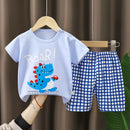 New Boys Summer Clothing Set Full Bear Print Cotton Short Sleeve T-shirts and Shorts 2PCS Breathable Outfit For Girls