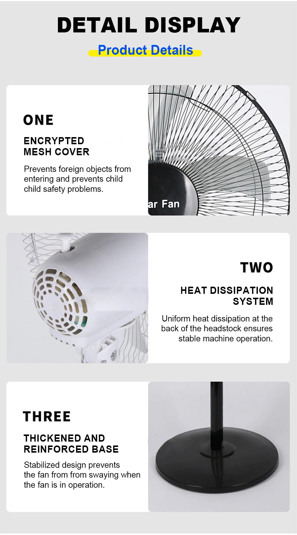 Solar Powered Floor Fan10 - 12H Runtime3 Speed Adjustable Portable Floor Fan for Home Blackout Emergency USB Port & Night Light