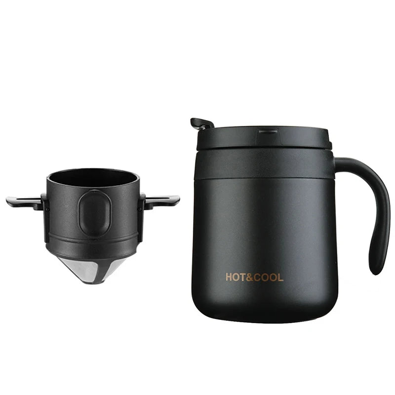 Filtro de café portátil de acero inoxidable 304, soporte para café y té, taza reutilizable, juego de taza de té con gotero, cafetera, utensilios de café