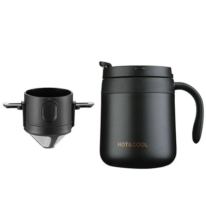Filtro de café portátil de acero inoxidable 304, soporte para café y té, taza reutilizable, juego de taza de té con gotero, cafetera, utensilios de café