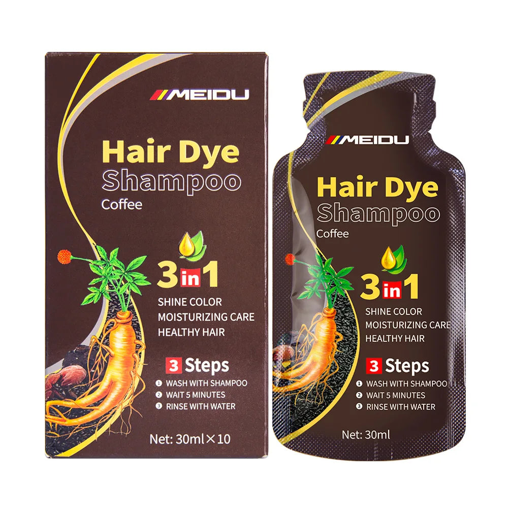 Shampoo de Coloração Capilar 3 em 1 (30ml) – Escurecimento Instantâneo de Cabelos Grisalhos para Preto – Com Polygonum Multiflorum (Cobertura Natural) para Mulheres