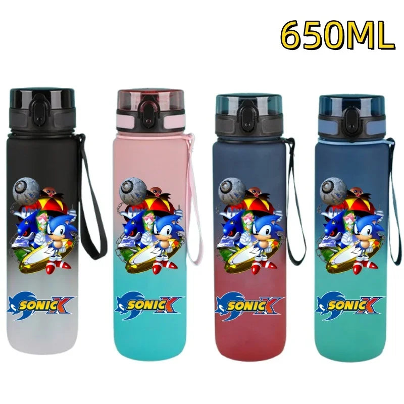 650ML Sonic Hedgehog Sport Water Bottle Large Capacity Cartoon Portable Plastic Water Bottle Drinking Cup Student Birthday Gifts