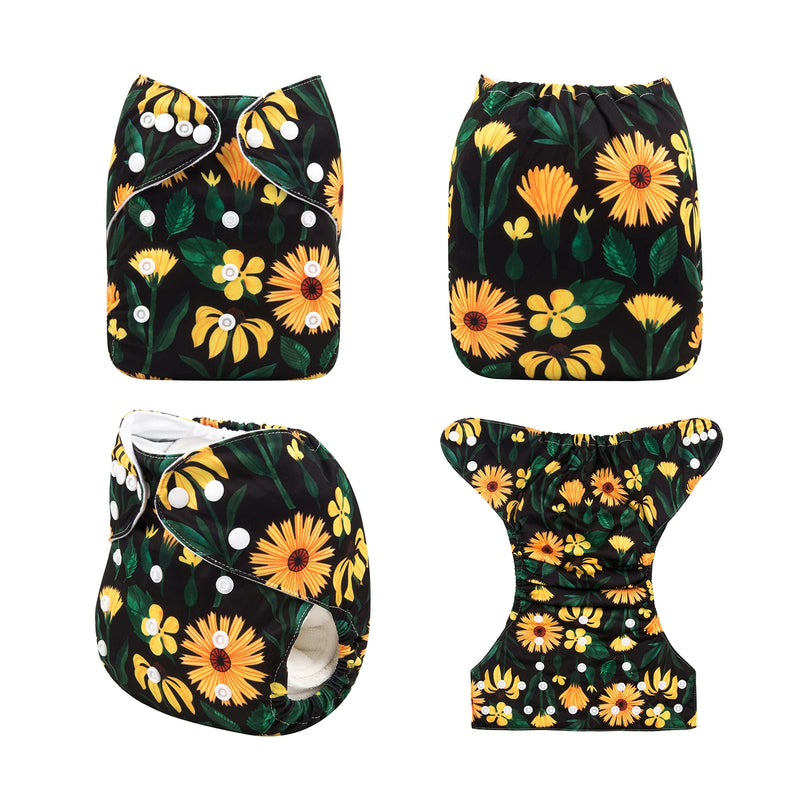 Pañal de tela reutilizable para bebé con posición digital ALVABABY con 1 inserto de microfibra.