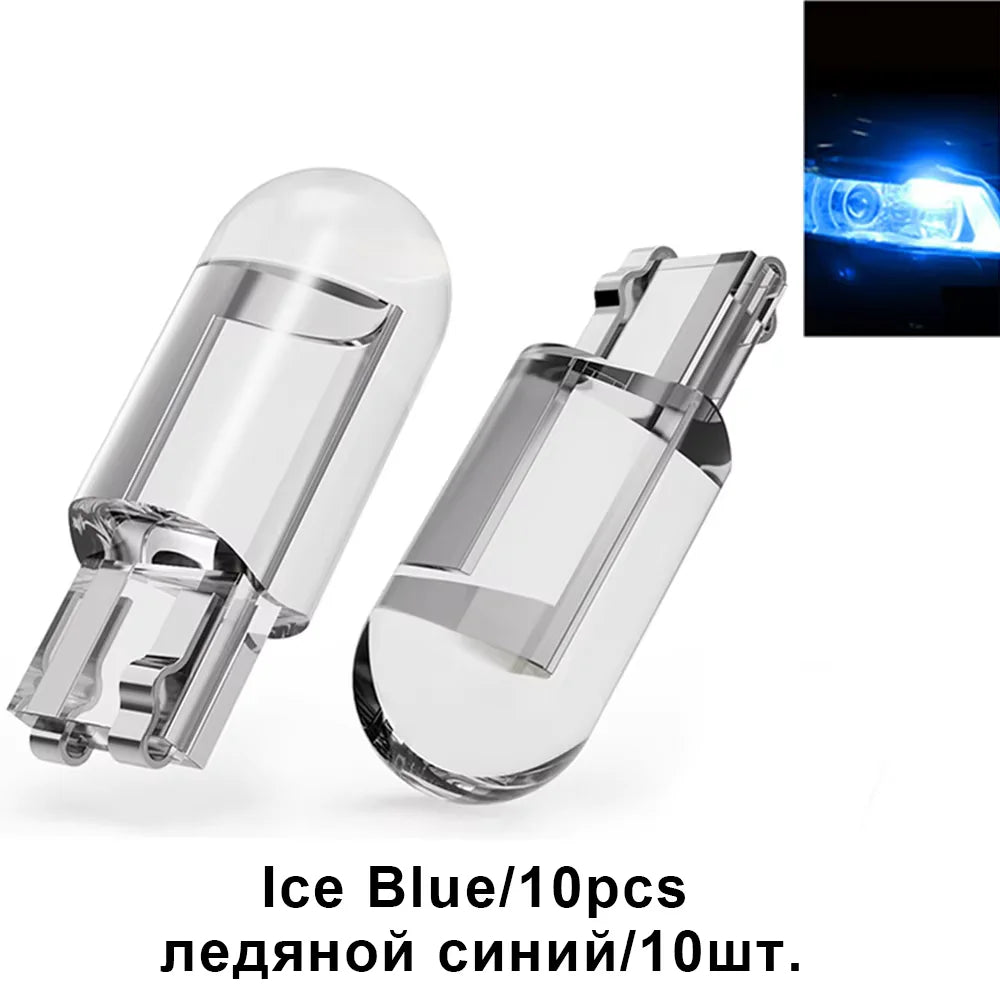 10Pcs T10 W5W 194 168 COB For Car LED burst Bulb Green Red 3000K 6000K Amber License Plate Lamp  Auto Dome Lights Canbus 12V 24V