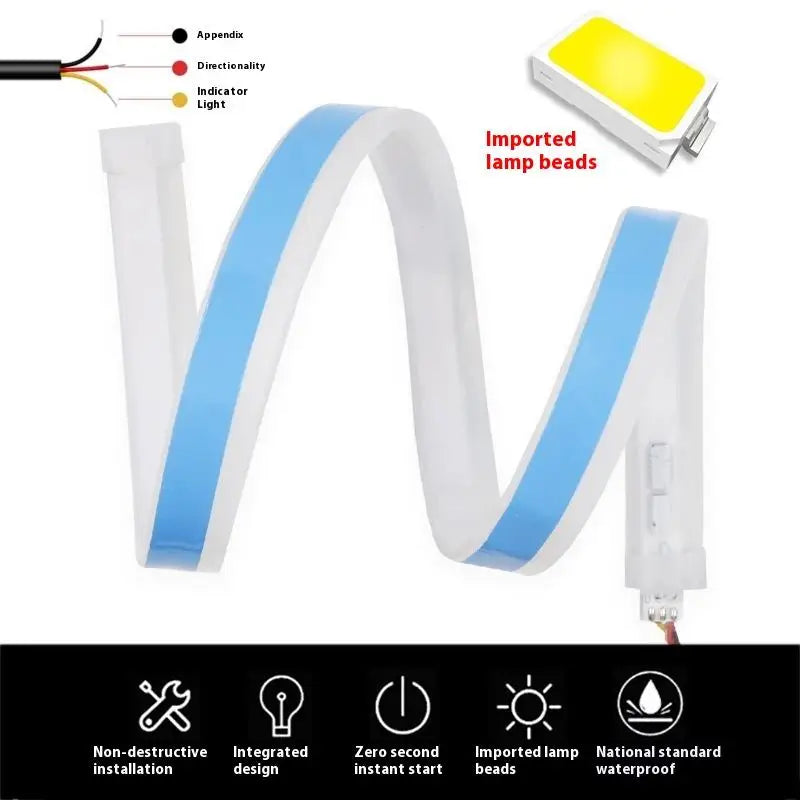 Hot！NEW 2Pc 30cm Car DRL Flexible Waterproof Headlight LED Strip Universal Auto Headlights Turn Signal Yellow Brake Flow Lights