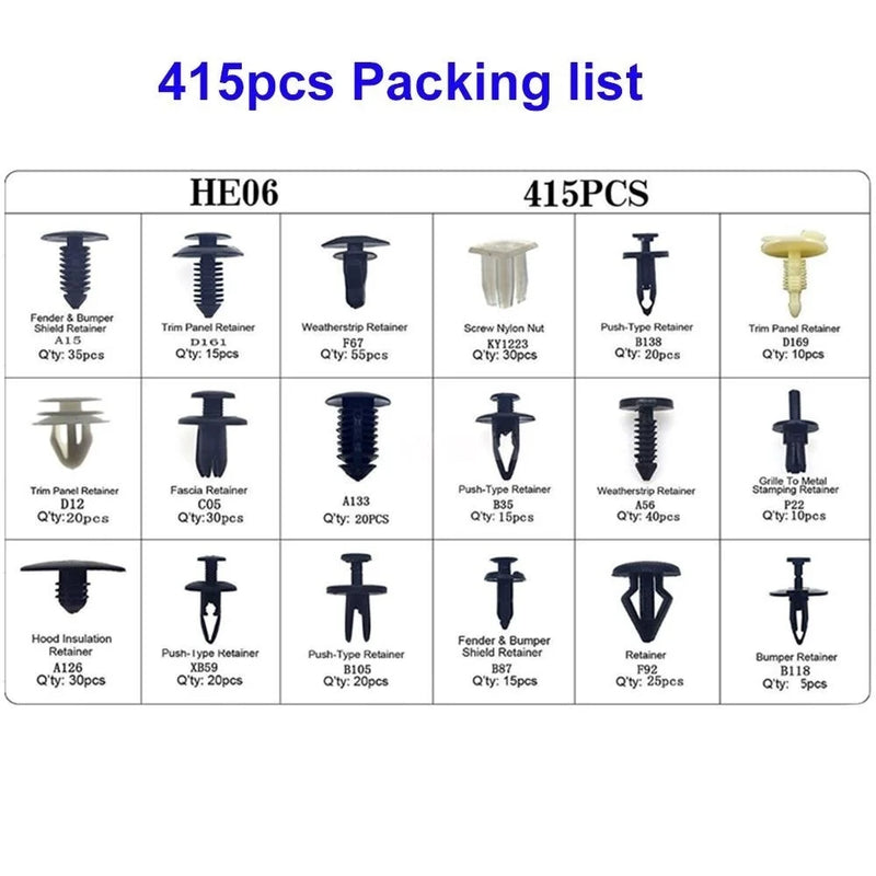 Mixed Size Car Plastic Retainer Clips Automobile Fender Push Pin Rivet Door Trim Panel Retainer Automobile BumperFasteners Tool