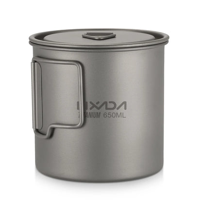 Taza de agua ultraligera de titanio Lixada con asa plegable, portátil para exteriores, camping, picnic, 300 ml/350 ml/550 ml/650 ml