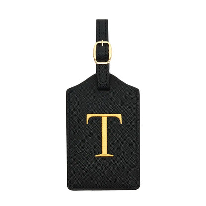 PU Leather Luggage Tag for Travel - Durable Suitcase ID Tag with Privacy Cover & Name Card Slot (A-Z) liu