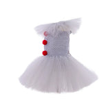 Halloween Costume For Kids Gray Girls Tutu Dress Kids Cosplay Scary Clown Costume Carnival Masquerade Party Dress Up 3-12Y