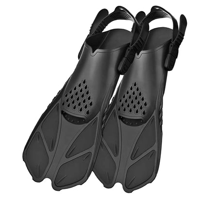 Aletas de snorkel con hebillas ajustables, aletas de natación cortas de silicona, zapatos de buceo con tacón abierto, talla de viaje, para adultos, hombres y mujeres