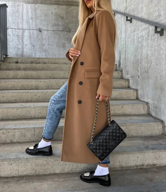 2023 Autumn Winter Spring New Fashion Casual Elegant Simple Long Sleeved Lapel Button Split Woolen Jacket