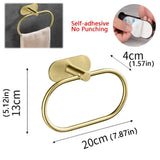 Stainless Steel Towel Holder Self-adhesive Bathroom Towel Rack Black Washhand Hanger Ring Rail Bar Kitchen Storage Accessories
