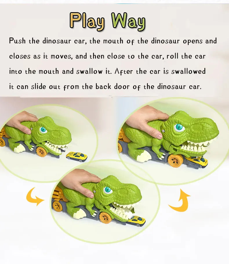 New Dinosaur Toy Play Vehicle Game For Boy Car Carrier Truck Children Montessori Gift Kid Racing Track with Children Mini Car