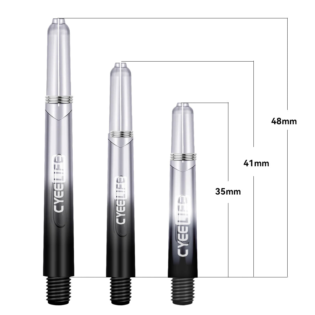 CyeeLife 35/41/48mm Plastic Darts Shafts 4.5mm Screw Thread Transparent Dart Stems With Stainless Steel O Ring For Steel & Soft