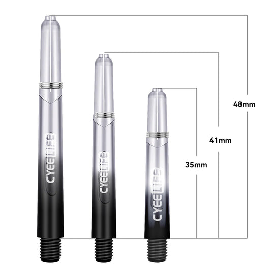 CyeeLife 35/41/48mm Plastic Darts Shafts 4.5mm Screw Thread Transparent Dart Stems With Stainless Steel O Ring For Steel & Soft