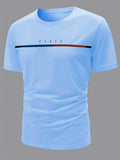 Paris Theme Pattern Print  T-shirt,Pattern T-shirt Men's Summer Wear,Men's Clothing