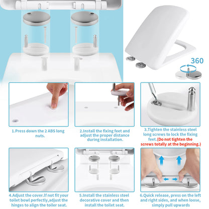 O-Shaped Toilet Seat Slow Close Quiet Lid Thickened Durable for Both Adults Children Universal Bathroom Accessories