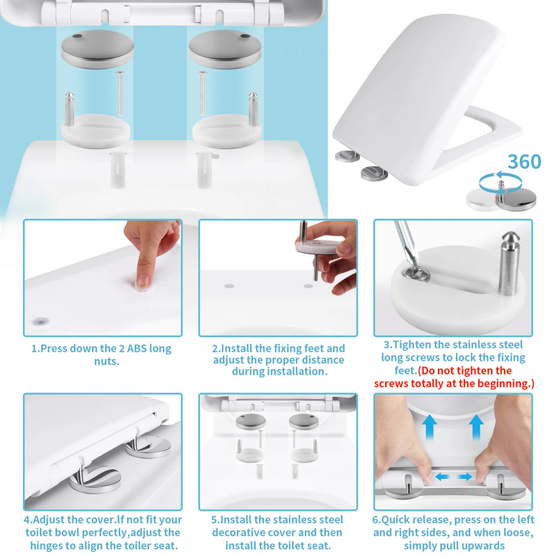 O-Shaped Toilet Seat Slow Close Quiet Lid Thickened Durable for Both Adults Children Universal Bathroom Accessories