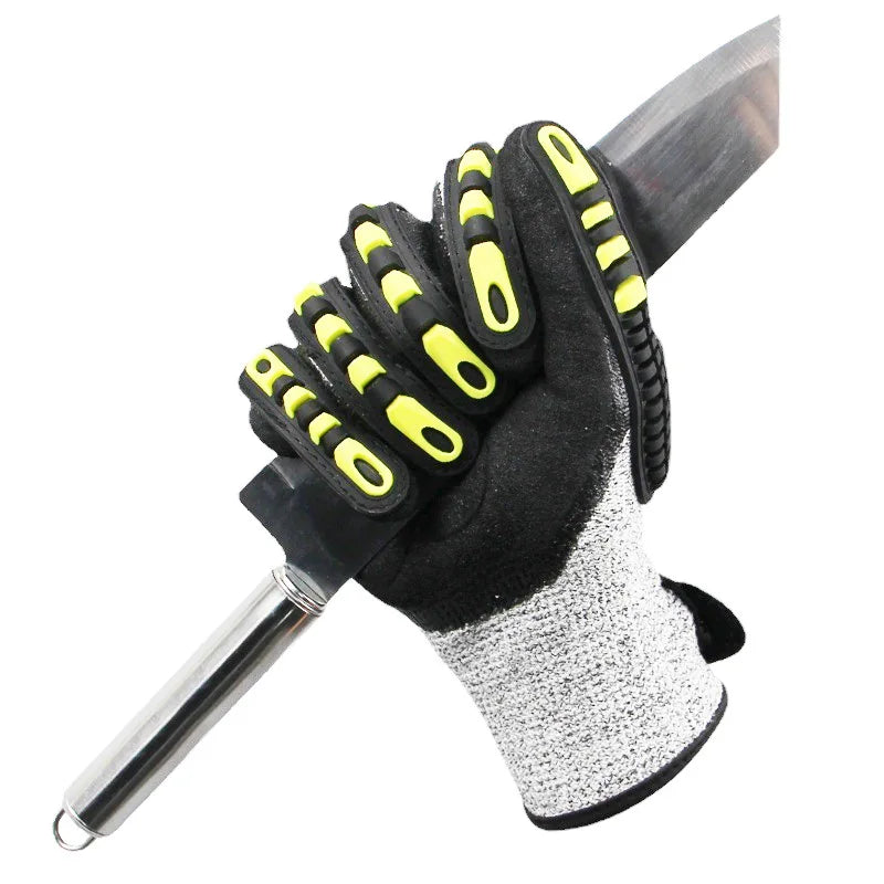 Guantes mecánicos anticorte TPR, antivibración, antigolpes, anticolisión, para ciclismo al aire libre, guantes de seguridad de rescate