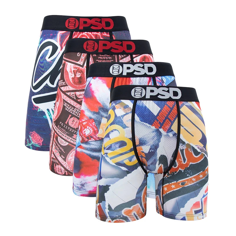 4Pcs Sexy Men Underwear Boxer Shorts Print Boxershorts Panty Cueca Male Panties Lingerie Fashion Underpants man