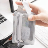 1pc Multifunctional Square Nylon Mesh Storage Bags Travel Portable Urltra-Light Mini Wash Bags Mini Zipper Coin Purse