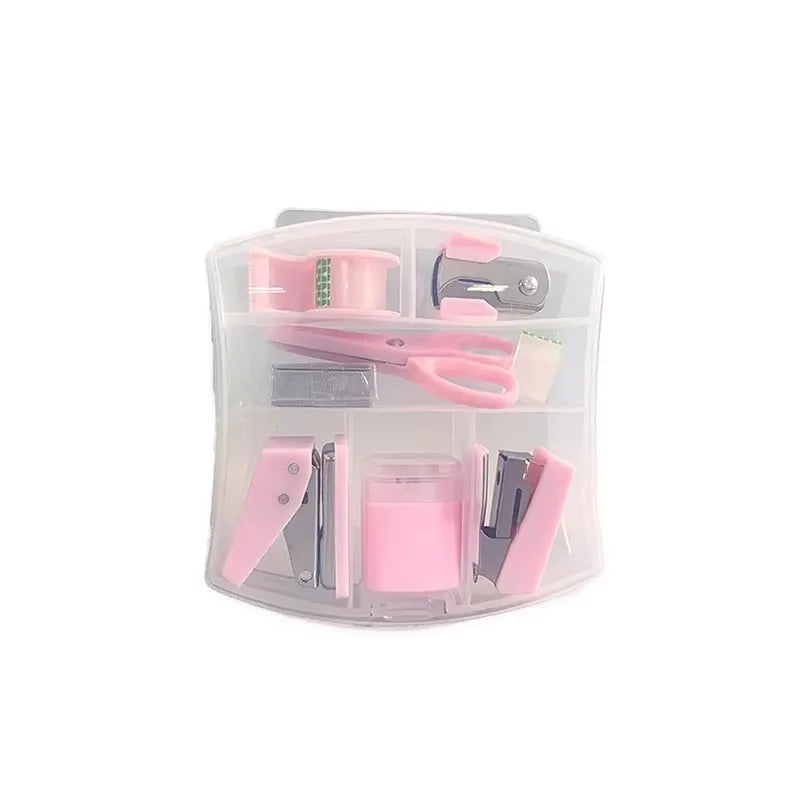 Mini Stapler Staple Punch Hole Tape Machine Set Ins Multifunction StationeryScrapbook Tool Box Office School Student Supplies