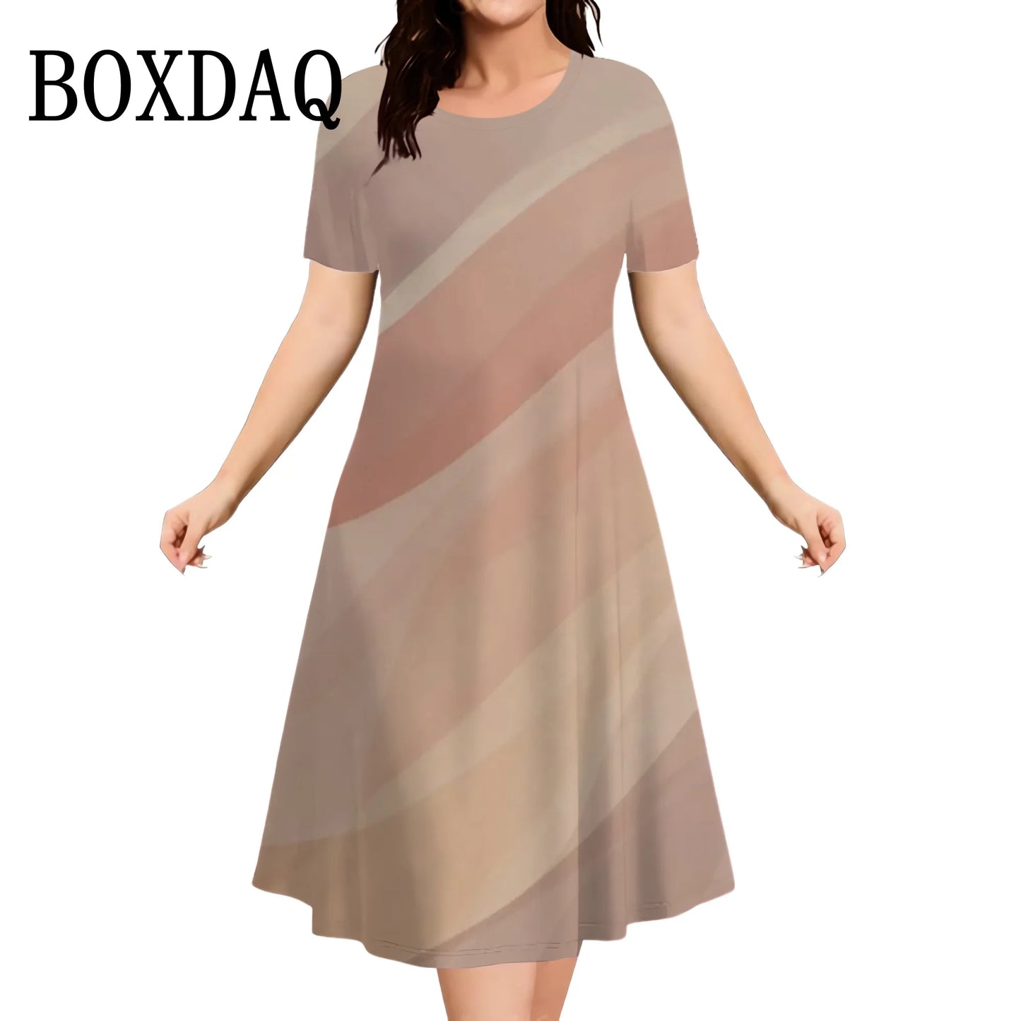 2025 New Women Dresses Large Sizes Short Sleeve Loose Dress Summer Casual Striped 3D Print Fashion Plus Size Female Clothing 9XL