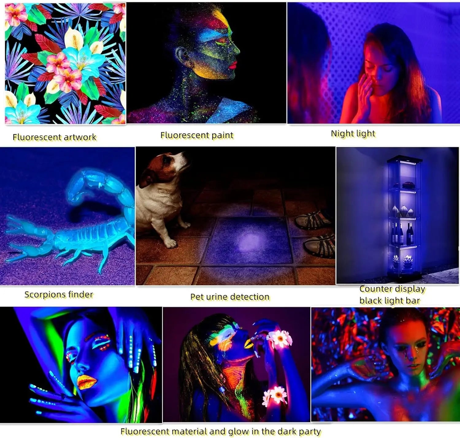 USB Switch 10W Black Light Lamp, UV Black Light Tube, 395nm LED Lamp, Black Light Bar for Halloween, Club, Party, Disco