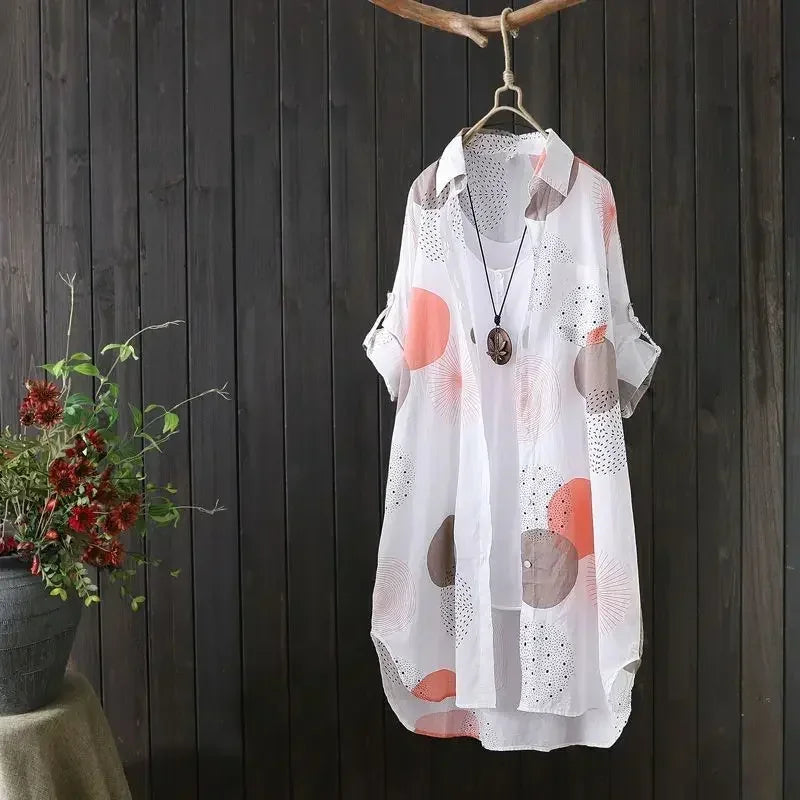 Blusa holgada informal de temperamento para mujer, blusa elegante de manga larga a la moda para mujer, camisa de protección solar para vacaciones y fines de semana.