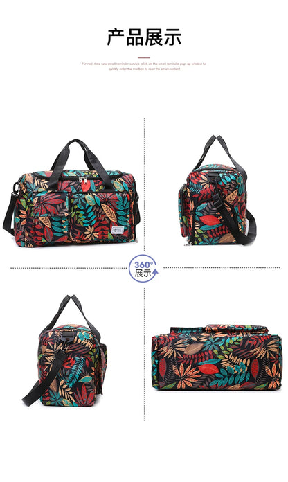 Oxford Leaves Large Capacity Travel Tote 2026 New High Quality Durable Bags Portable Daily Commute Versatile Travel Bags