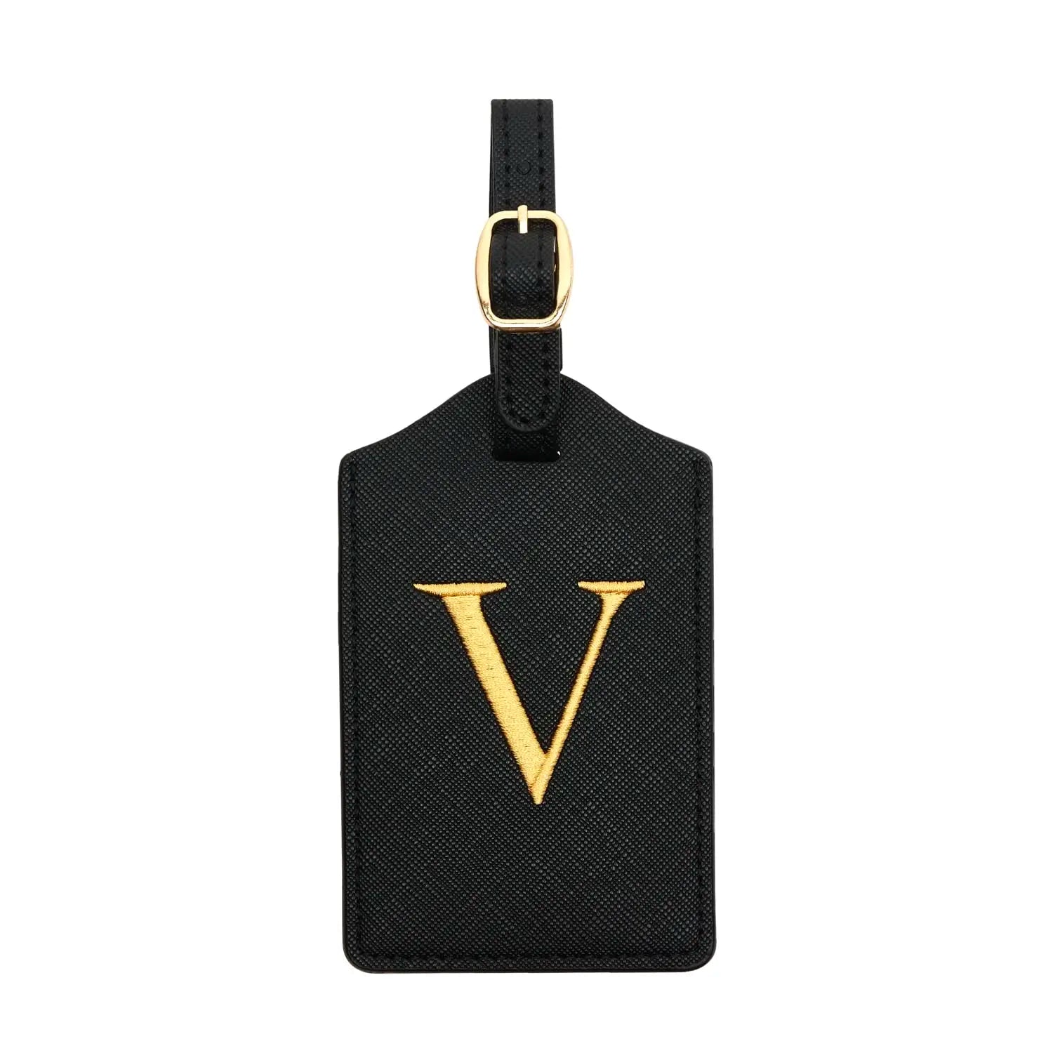PU Leather Luggage Tag for Travel - Durable Suitcase ID Tag with Privacy Cover & Name Card Slot (A-Z) liu