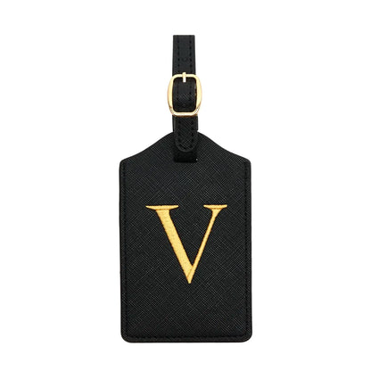 PU Leather Luggage Tag for Travel - Durable Suitcase ID Tag with Privacy Cover & Name Card Slot (A-Z) liu