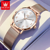 OLEVS 5653 Woman Watches Elegant Original Quartz Watch Waterproof Arabic Numerals Mesh Belt Date Ladies Watch Set Bracelet Watch
