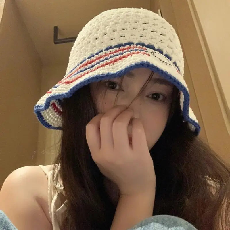 31BB Patterned Breathable Fisherman Hat Fabric Warm Season Shore Headwear Korean Fashion Lightweight Outdoor Sun Protection