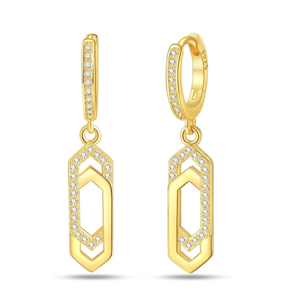 Clássico 925 Brincos de Prata para Mulheres, Estrelas, Luas, Pérolas, Abelhas, Argola Dourada, Noivado, Aniversário, Presente Joalheria Fina