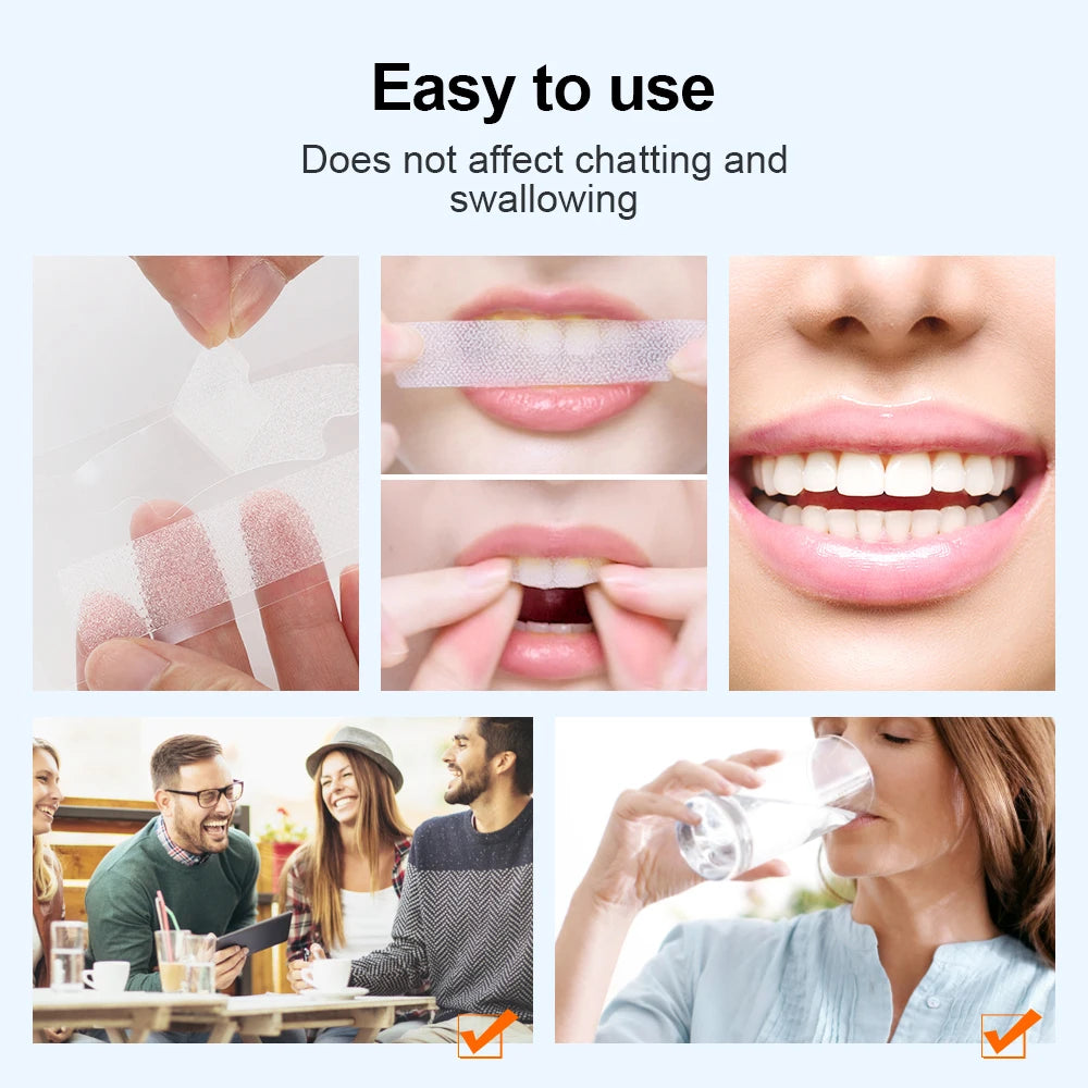 14pcs/box 9D Teeth Whitening Strips Toothpaste Gel Oral Hygiene Care Double Elastic Teeth Bleaching Strips False Teeth Veneers