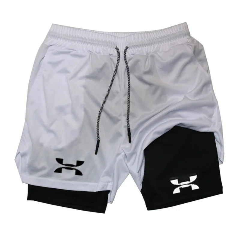 Pantalones cortos deportivos 2 en 1 para hombre, de secado rápido, para entrenamiento, gimnasio, fitness, correr, verano, FD22273300