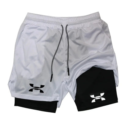 Pantalones cortos deportivos 2 en 1 para hombre, de secado rápido, para entrenamiento, gimnasio, fitness, correr, verano, FD22273300