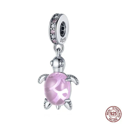 Ocean Series - Original Genuine 925 Sterling Silver Turtle Crab Mermaid Charm Beads Suitable for 3mm Bracelet DIY Making Pendant