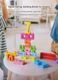 Wooden educational digital blocks, creative puzzles, stacking toys, fun brain teasers, early education topics, Montessori style