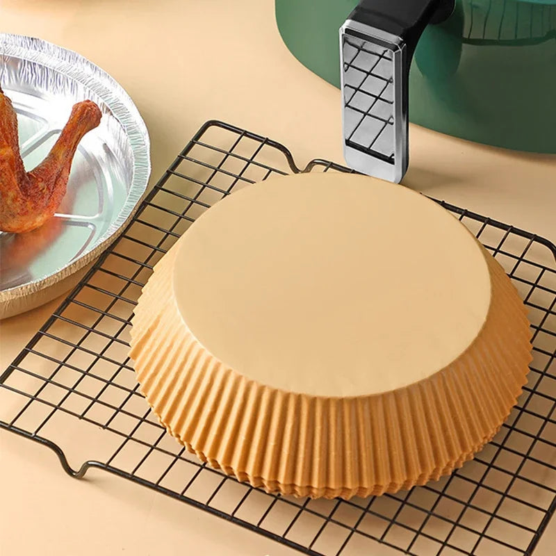 Round Air Fryer Paper Disposable Non-Stick Airfryer Baking Papers Microwave Oven Pot Oil Absorbing Gasket Kitchen Accessories