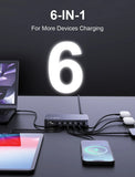 Ueetop 175W GaN USB C Charger LED Display 6-Port Desktop Charger Type C PD 100W PPS 45W Fast Charging for MacBook Samsung iPhone