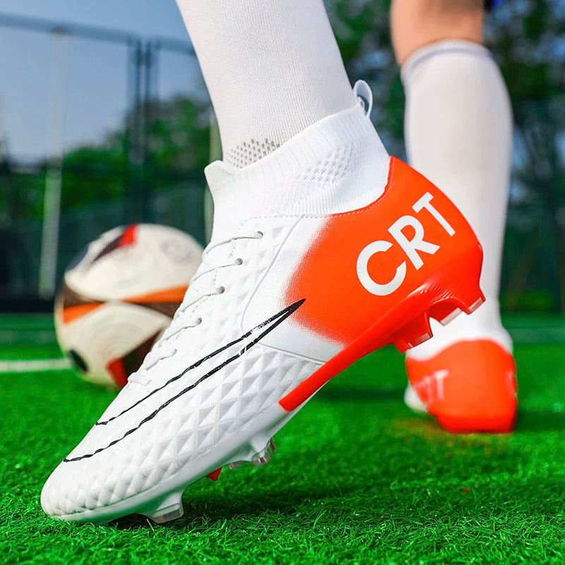 Professional Society Football Boot Men High-top Leather Lightweight TF/FG Five-a-side Soccer Shoes Childrens Football Shoes Kids