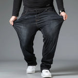 Mens Large Size Black Jeans 10XL Oversize High Waist Loose Trousers Husband Plus Size Loose Denim Trousers Blue Male Denim Pants