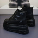 High Top Fashion Sneakers White Chunky Platform Wedge Shoes 12cm 14cm Height Increased Woman Sports Casual Shoe Tennis Female