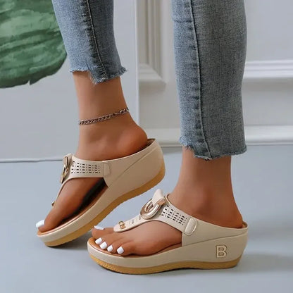 New Summer Women Sandals Open Toe Beach Shoes Flip Flops Wedges Comfortable Slippers Cute Sandals Plu Size 35~43 Chaussure Femme
